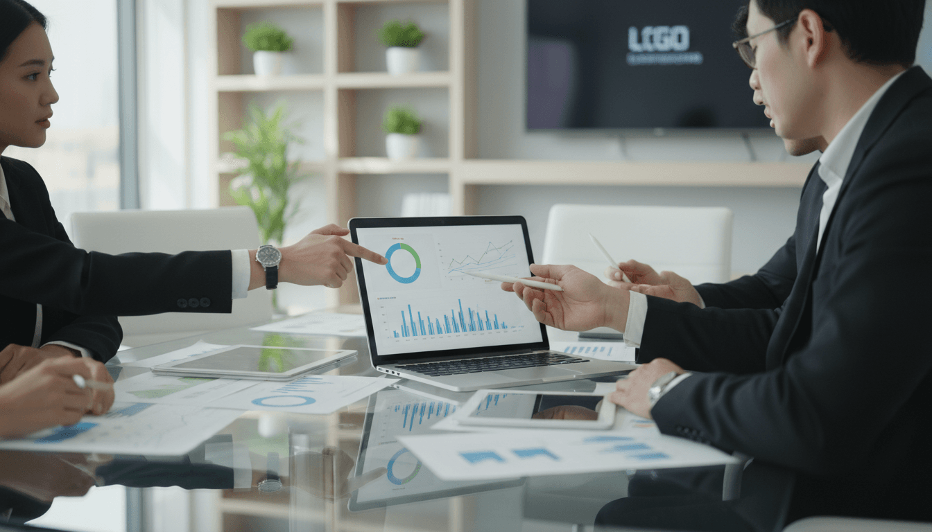 Professional team collaborating in a modern office environment during a business strategy meeting